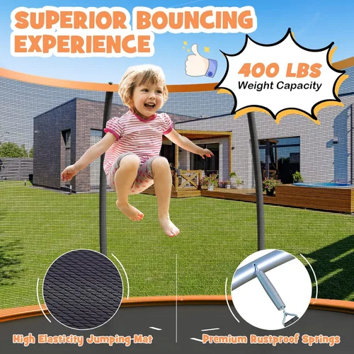 Miniatura 3 de Goplus Trampolines recreativos de 8 pies, 10 pies, 12 pies, 400 libras, trampolín para exteriores con cierre, escalera antideslizante, tecnología
