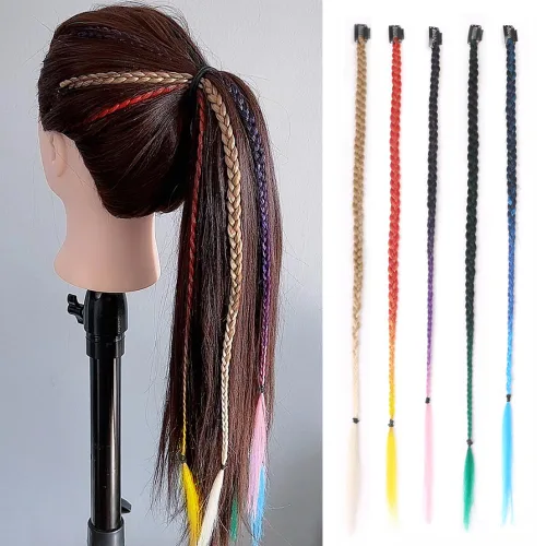 Miniatura 12 de Extensiones de cabello trenzado, 5 piezas de trenzas de bebé con fleco frontal, cabello largo trenzado, cabello natural suave para mujeres, uso
