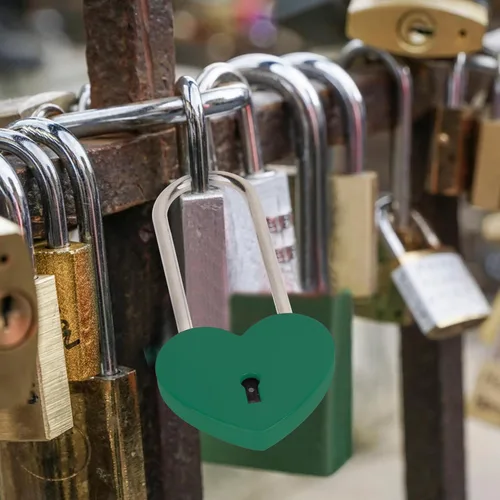 Miniatura 5 de Love Lock - Candado de corazón, 1.969 in, 3.5 pulgadas, pintura de goma, color rojo, con llave para valla, puente, amantes, boda, aniversario