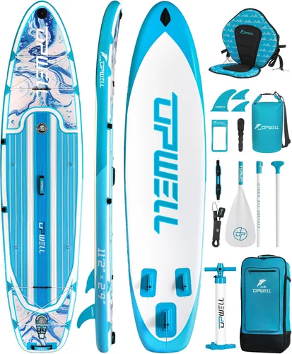 UPWELL Tabla de remo de pie de 10 pies 6 pulgadas / 11 pies para jóvenes y adultos, tabla de remo inflable con diseño estable, accesorios de SUP