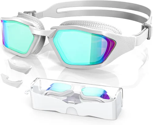 Greatever Elegantes gafas de natación, protección UV400, gafas de natación HD, de visión amplia, antivaho sin fugas, comodidad para mujeres