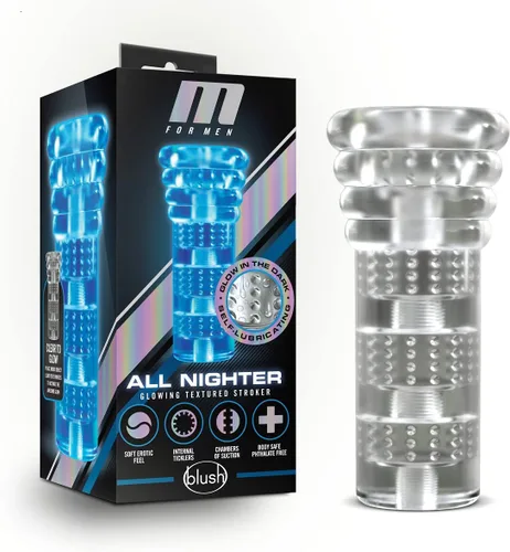 Blush M para hombres All Nighter Pocket Pussy de 6.25 pulgadas – Suave y húmedo auto lubricante masculino Stroker – Masturbador masculino realista