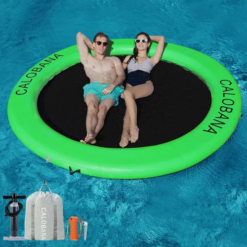 Miniatura 21 de CALOBANA Anillo Flotante Redondo Inflable Hamaca de Agua Flotadores de Río de Alta Resistencia Flotadores de Lago para Adultos Plataforma de Isla