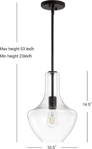 Miniatura 4 de JONATHAN Y JYL6400B Watts Colgante LED de Vidrio/Metal de 10.5" Estilo Granja Contemporáneo Regulable Comedor Sala de Estar Cocina Vestíbulo Bronce