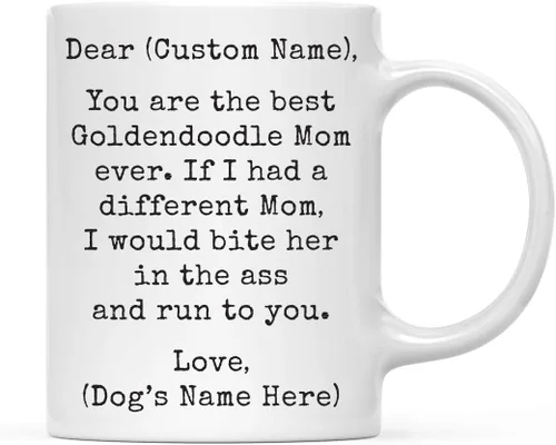 Miniatura 57 de Andaz Press Taza de café personalizada divertida con texto en inglés "Dog Mom", regalo de broma para la mejor mamá de perro cocker spaniel, muerde