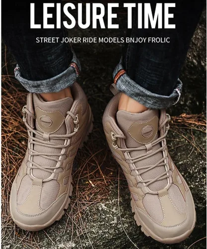 Miniatura 6 de Botas de senderismo para hombre, ligeras, a medio tobillo, botas de combate tácticas para exteriores