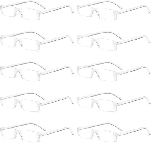 Miniatura 11 de VEVESMUNDO Gafas de lectura transparentes sin montura para hombres y mujeres, elegantes lectores estrechos