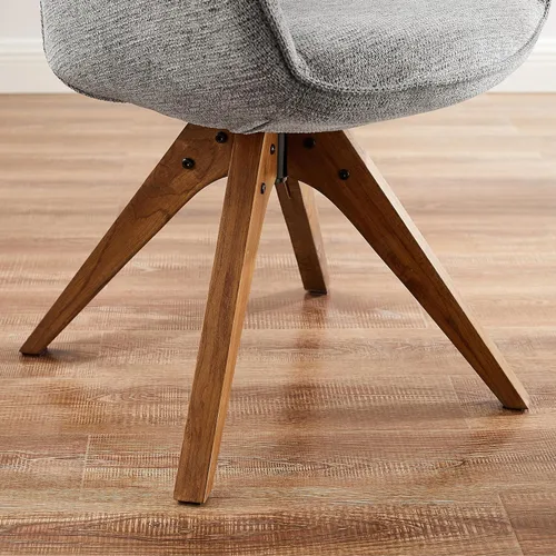 Miniatura 7 de Art Leon Silla de Escritorio - Silla de Oficina Moderna de Mediados de Siglo Sin Ruedas, Silla Giratoria de Acento con Patas de Madera de Roble, Gris