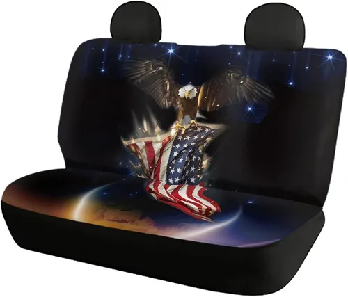 Miniatura 22 de AFPANQZ Funda protectora para asiento trasero de automóvil, con bandera patriótica estadounidense, solo para asiento trasero de automóvil, camión