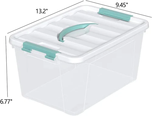 Miniatura 2 de Cajas de almacenamiento transparentes de 14 cuartos de galón con asas, contenedores de plástico con tapas, 6 paquetes