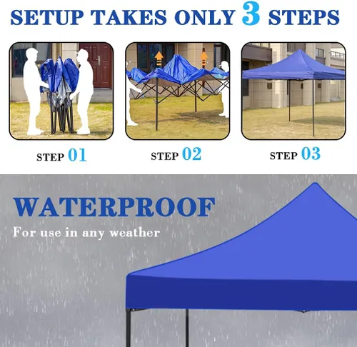 Miniatura 6 de Tienda de campaña desplegable, toldo desplegable de 10 x 10 pies, toldo Oxford 420D impermeable con revestimiento plateado, 10 x 10 pies