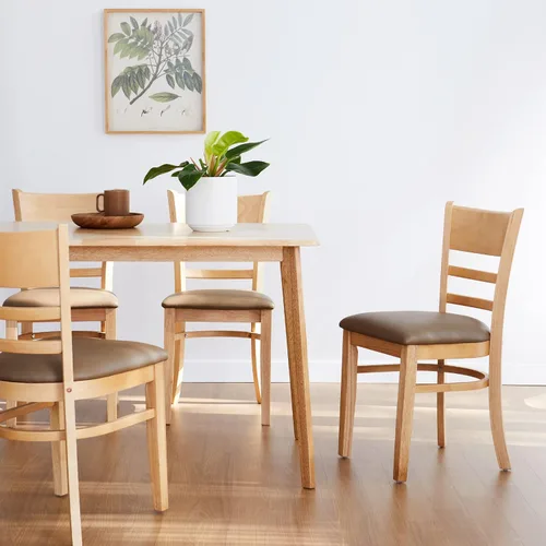 Miniatura 9 de Livinia Canberra 47.2" Mesa de comedor rectangular de madera/Mesa de cocina de roble malayo moderno de mediados de siglo (roble natural) Solo mesa