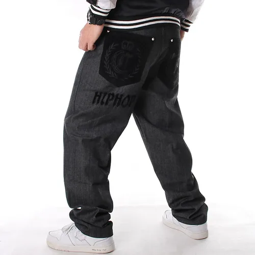 Miniatura 3 de Y2K Jeans - Pantalones de mezclilla para hombre, estilo hip hop, estilo vintage, bordados, estilo gótico, recto, holgados, pierna ancha