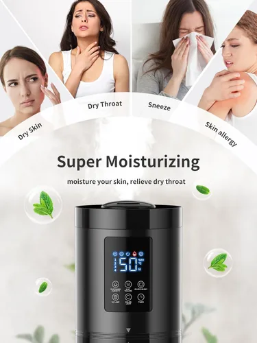 Miniatura 6 de Humidificadores de 8L para Dormitorio, 30dB Silencioso, Cobertura de 500 pies², Tiempo de Funcionamiento de 60H, Llenado Superior, Humidificador