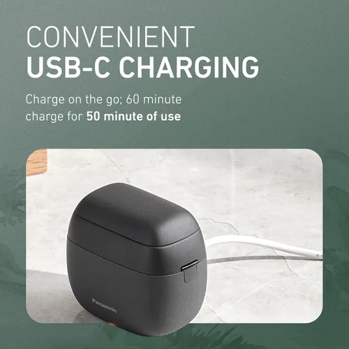 Miniatura 6 de Afeitadora eléctrica Panasonic ARC5 de tamaño palma, afeitadora de viaje compacta de lujo manual con sistema de corte de 5 cuchillas y carga USB-C