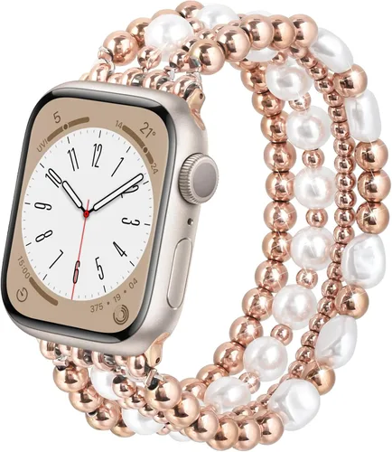Miniatura 11 de AIRSPO Pulseras de cuentas compatibles con Apple Watch Band de 38, 40, 41, 42, 44 y 45 mm, hechas a mano, para series SE 8, 7, 6, 5, 4, 3, 2, 1
