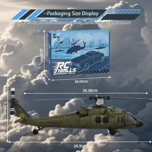 Miniatura 8 de Modelo de helicóptero WL K170 RC, BK Hawk UH-60L 170 tamaño 4CH Flybarless helicóptero con acelerador ajustable izquierdo y derecho (versión RTF)