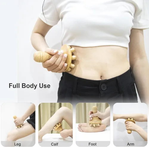 Miniatura 6 de Herramienta de masaje de terapia de madera, masajeador de drenaje linfático de madera con una sola mano, herramientas de terapia física, herramienta