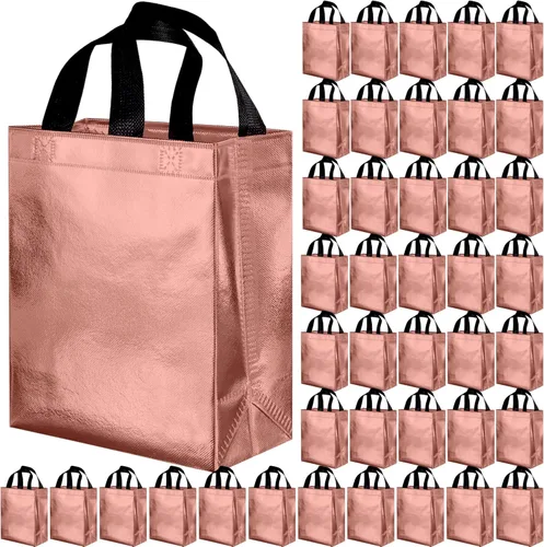 Miniatura 17 de BLEWINDZ 100 bolsas de regalo reutilizables medianas con asas - Ideales para obsequios de fiestas y bolsas de compras (10 colores)
