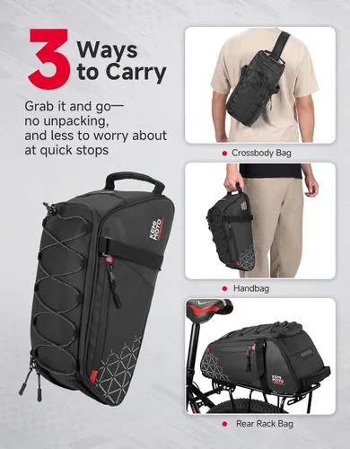 Miniatura 5 de KEMIMOTO Bolsa trasera para bicicleta – 8L PVC resistente al agua bolsas para bicicleta trasera de bicicleta, alforja para maletero de bicicleta