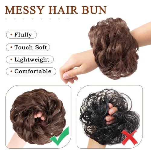 Miniatura 4 de Morica - Extensión de cabello sintético en forma de moño estilo ondulado, recogido y desordenado, y con banda elástica para mujeres (4/30#)