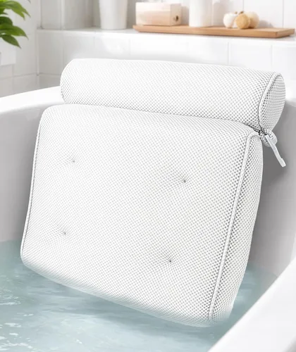 Miniatura 10 de Everlasting Comfort Almohadas de baño de lujo para bañera con soporte para la cabeza y el cuello, almohada antideslizante para bañera con ventosas