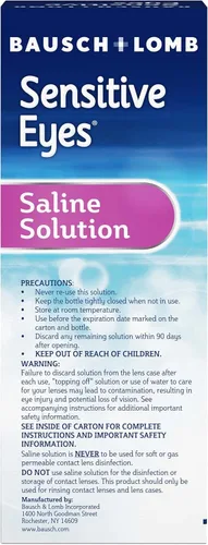 Miniatura 5 de Bausch + Lomb Solución salina para ojos sensibles, enjuague diario suave para lentes de contacto suaves y permeables a los gases, con potasio, 12