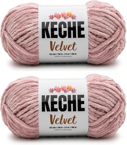 Miniatura 107 de Keche Hilo de terciopelo para ganchillo, manta de felpilla suave, voluminosa, hilo amigurumi, 3.53 oz (132 yardas), color azul bebé