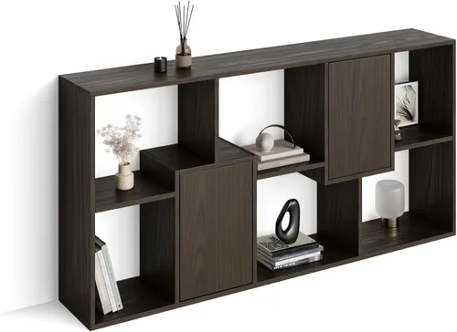 Miniatura 32 de Mobili Fiver, Iacopo XS Estantería con puertas de panel (63.31 x 31.5 pulgadas), color negro Ashwood, Made in Italy