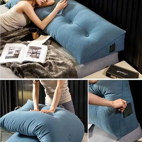 Miniatura 3 de Almohada triangular grande de cuña de lectura, cojín para cabecero de cama, cojín para cabecero, cojín para cama individual, matrimonial, Queen, Gris