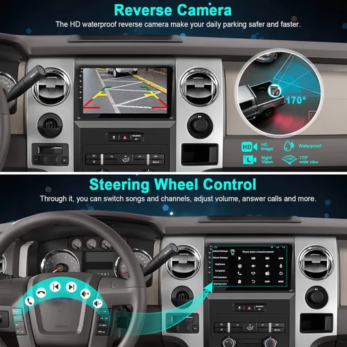 Miniatura 4 de Para Ford F150 2009-2014 4G+64G Radio de coche de 8 núcleos, pantalla táctil IPS de 9 pulgadas estéreo para coche con Carplay inalámbrico/Android
