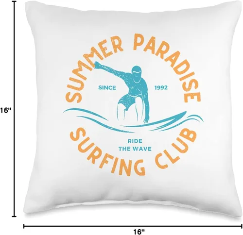 Miniatura 4 de High Tide Threads Summer Paradise Club - Almohada de surf, 16 x 16 pulgadas, multicolor
