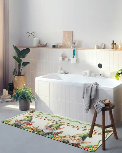 Miniatura 4 de Tapete de baño de gnomos de Navidad para bañera, antideslizante, de secado rápido y absorbente, tierra de diatomeas, fregadero, dormitorio, cocina