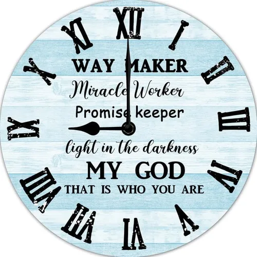 Reloj de pared cristiano Way Maker Reloj milagroso para trabajador con cita religiosa, reloj de madera cristiano inspirador con frase inspiradora