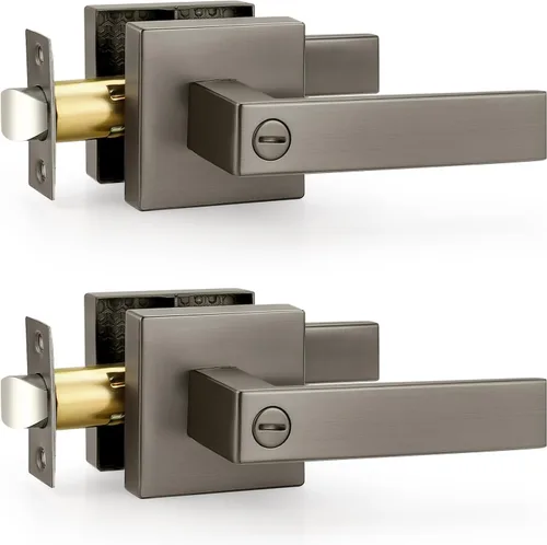 Miniatura 88 de Probrico Paquete de 4 manijas de puerta simuladas en negro mate, manijas interiores que no giran, manijas reversibles resistentes para interiores