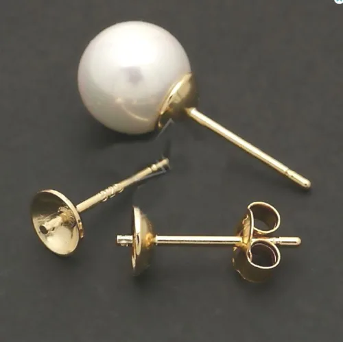 Miniatura 4 de Adabele 200 postes hipoalergénicos chapados en oro amarillo de 18 quilates de 0.118 pulgadas, taza de perlas pequeñas, 200 piezas de espaldas