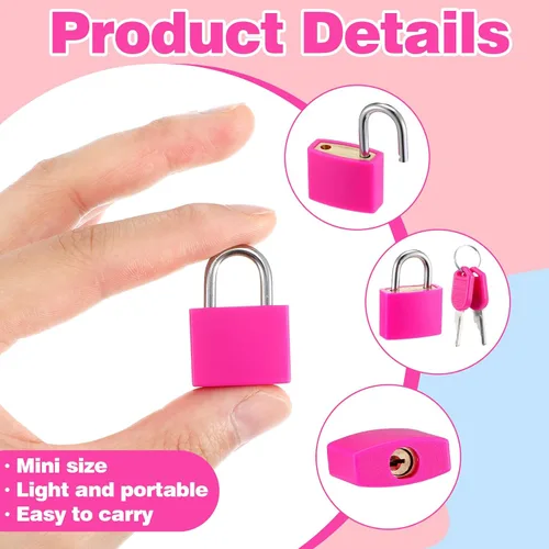 Miniatura 3 de 24 cerraduras pequeñas multicolor para equipaje con llaves, mini cerradura de casillero, cerraduras de metal para maleta, candado con llave de cobre