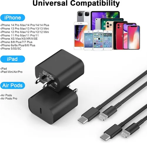 Miniatura 4 de [Certificado Apple MFi] Cargador de iPhone de carga rápida de 6 pies compatible con iPhone 14/13/12/11 Pro Max/Xs Max/XR/X, paquete de 2