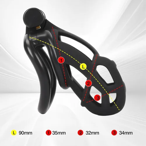 Miniatura 5 de Jaula de castidad masculina Astini con cinturón elástico y candado invisible - 4 anillos Diseño ligero de ajuste cómodo para uso a largo plazo, Negro