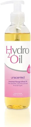 Hydro 2 Oil Aceite de masaje sin perfume, 8.4 onzas líquidas, fórmula dispersable en agua con jojoba y aceite de semilla de uva enriquecido con