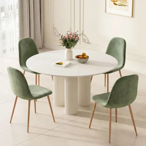 Miniatura 2 de Juego de 4 sillas de comedor de terciopelo, color verde salvia, modernas, tapizadas, de tela, sin brazos, para cocina pequeña, sala de estar