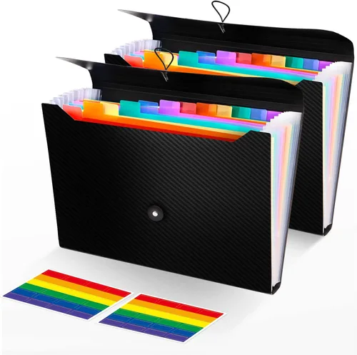 Miniatura 11 de 3 piezas de carpeta de archivos expandible, organizador de carpeta de acordeón de 13 bolsillos, organizador de documentos y recibos de papel