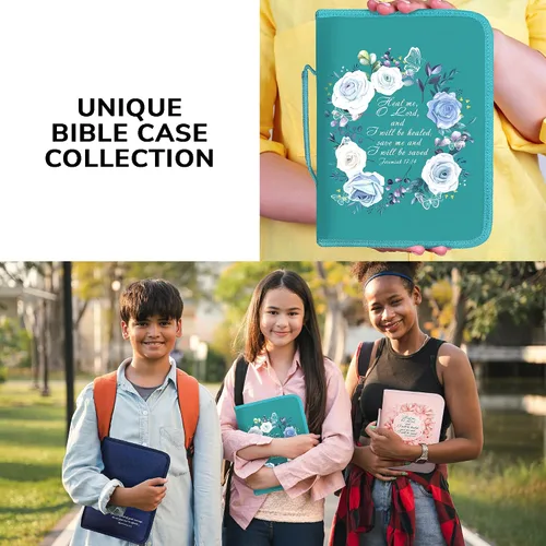 Miniatura 5 de DEHITE Funda para la Biblia para mujer, bolsas de transporte de la Biblia, tamaños medianos y grandes, ranuras para bolígrafos, tela de primera
