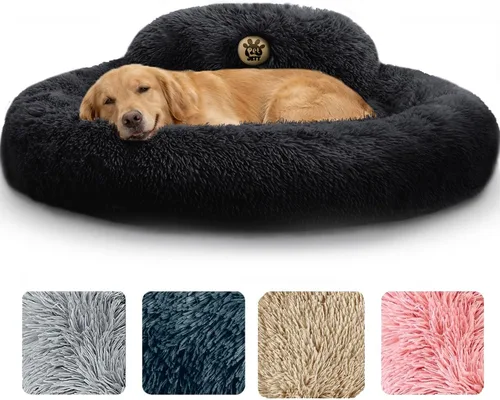 Miniatura 12 de PetJett - Cama calmante para perros pequeños, camas en forma de dona de 23 pulgadas, antideslizante y lavable, cama para mascotas de piel sintética