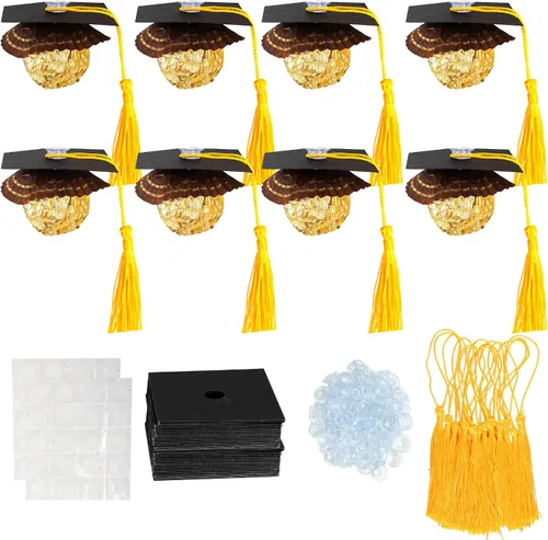 Miniatura 40 de Gyufise 24 piezas Adornos para pastel de graduación 2026 con purpurina negra, clase de 2026, adornos para magdalenas con gorra de graduación