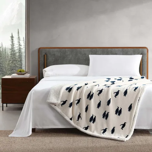 Miniatura 2 de Eddie Bauer - Manta de forro polar cepillado y ropa de cama Sherpa de felpa, manta para sofá y cama (azul pingüino emperador, 50 x 60 pulgadas)