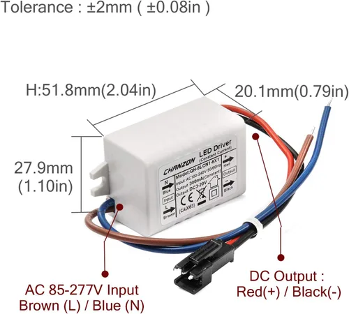 Miniatura 2 de Controlador LED Chanzon 300 mA (salida de corriente constante) 3 V-20 V (entrada 100-240 V CA-CC) (1-6) x1 W 1 W 2 W 3 W 4 W 5 W 6 W fuente