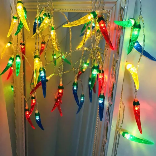 Miniatura 16 de Guirnalda de luces rojas de chile y pimienta, luces de noche de hadas, guirnalda de cobre, lámpara colgante con pilas para decoración del hogar