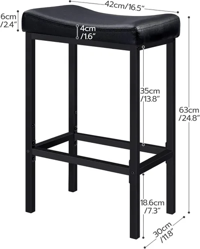 Miniatura 3 de HOOBRO Taburetes de bar, juego de 2 sillas de bar, taburetes de altura de mostrador, taburetes de sillín con superficie curva, 24.8 pulgadas
