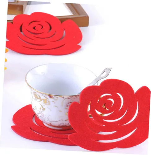 Miniatura 9 de Posavasos de fieltro, 18 unidades, decoración de banquetes, tazas para fiestas, manteles individuales para bebidas, no tejidos, posavasos de boda